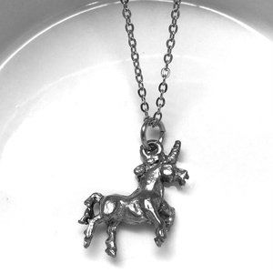 Miniature Unicorn Pewter Charm Necklace